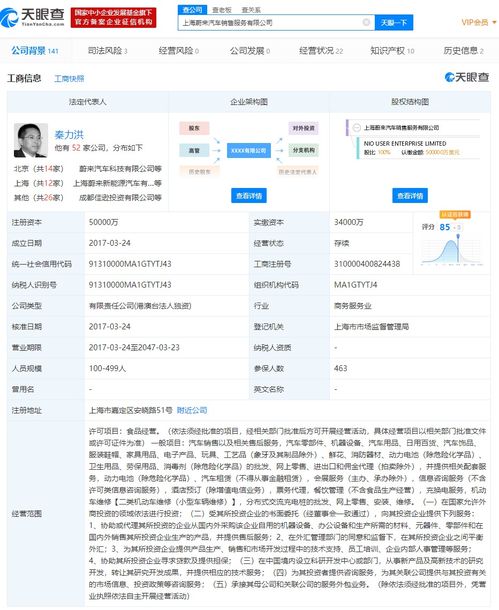 上海蔚來汽車銷售服務(wù)經(jīng)營范圍新增衛(wèi)生用品 消毒劑批發(fā)等